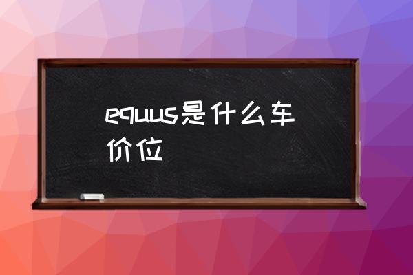equus是什么車價(jià)位 equus是什么車？