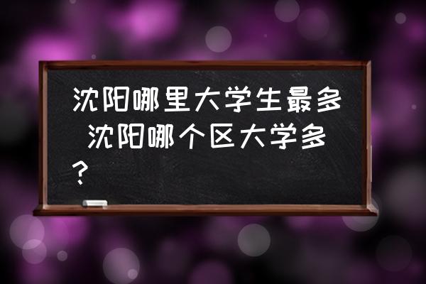 沈陽哪里大學生最多 沈陽哪個區(qū)大學多？