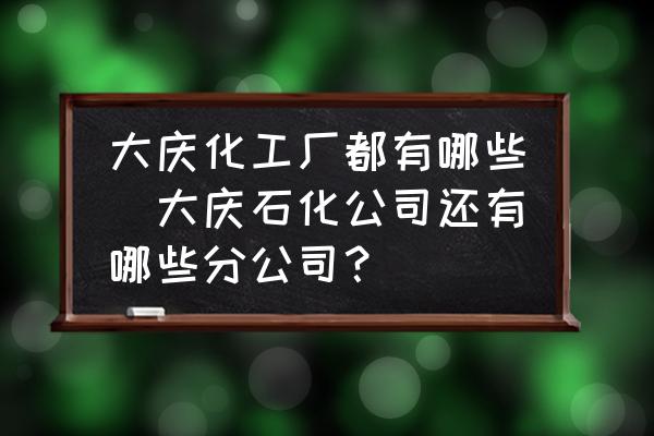 大慶化工廠都有哪些(大慶石化公司還有哪些分公司？)