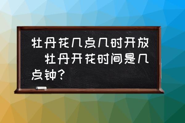 牡丹花幾點(diǎn)幾時(shí)開放(牡丹開花時(shí)間是幾點(diǎn)鐘？)