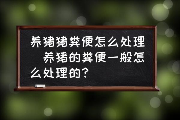 養(yǎng)豬豬糞便怎么處理(養(yǎng)豬的糞便一般怎么處理的？)