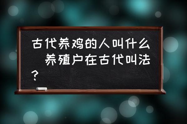 古代養(yǎng)雞的人叫什么(養(yǎng)殖戶在古代叫法？)