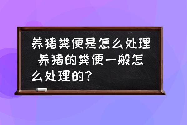 養(yǎng)豬糞便是怎么處理 養(yǎng)豬的糞便一般怎么處理的？